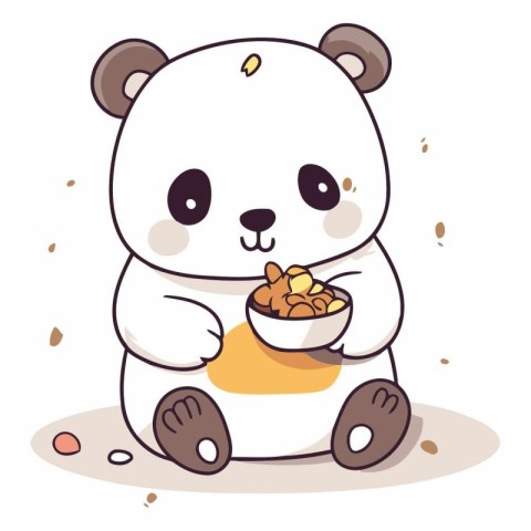 Cute panda with bowl of cereals.