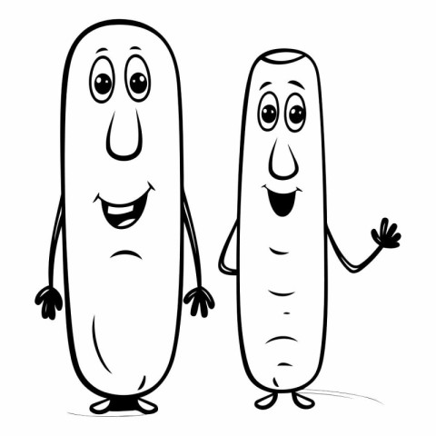 Cartoon Illustration of Funny Smiling Sausage Characters for Col