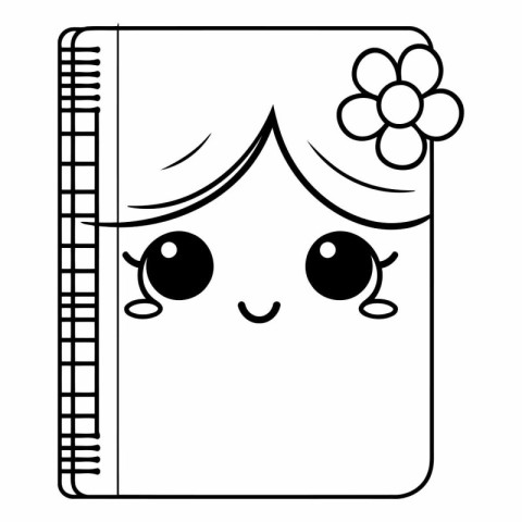 kawaii cute notebook with flower kawaii character vector illustr