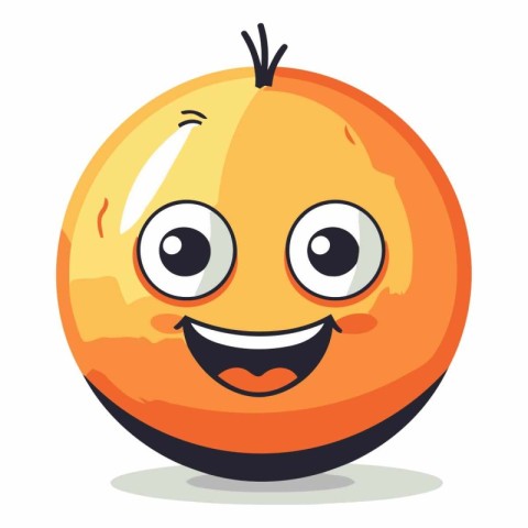 Orange fruit character isolated on white background. Cartoon sty