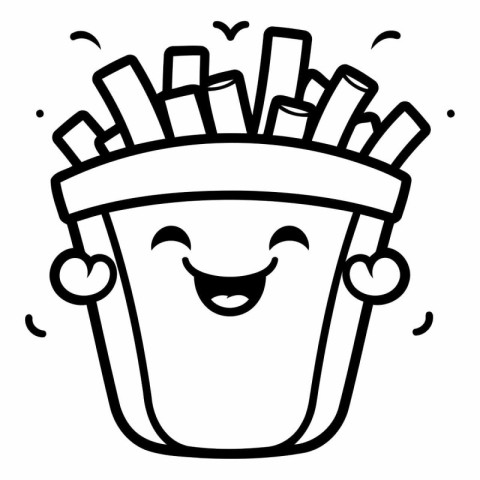 Illustration of a Potato Potatoes Smiling - Black and White