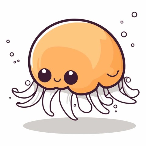 Cute cartoon jellyfish on a white background.