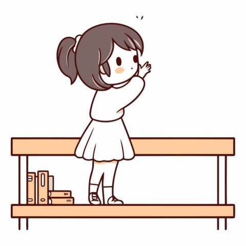 Illustration of a Cute Girl Sitting on a Bookshelf