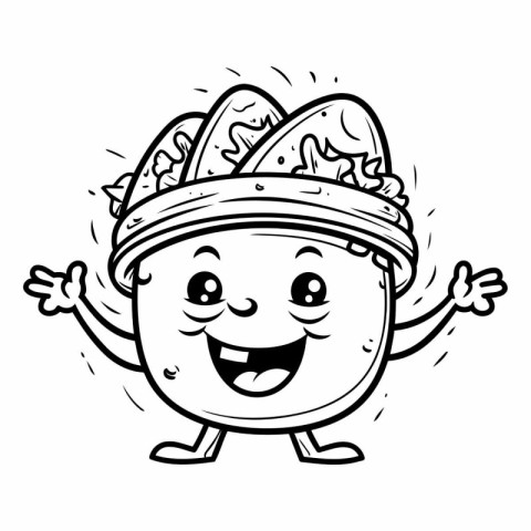 Cartoon illustration of a potato chef smiling and happy. Vector