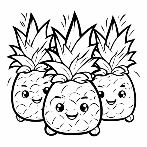 Cartoon Illustration of Funny Pineapples Fruit Characters Group