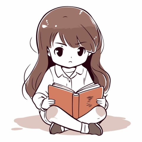 girl read a book on white background. eps10