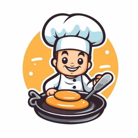 Chef Cartoon Mascot Character Vector Illustration. Isolated On W