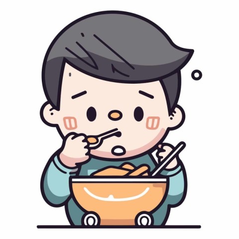 Boy Eating Food - Cute Cartoon Vector IllustrationÃ¯Â»Â¿