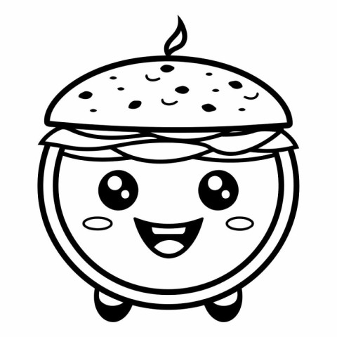 delicious hamburger fast food kawaii character vector illustrati