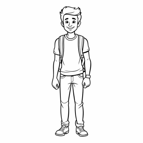 young man with backpack cartoon vector illustration graphic desi