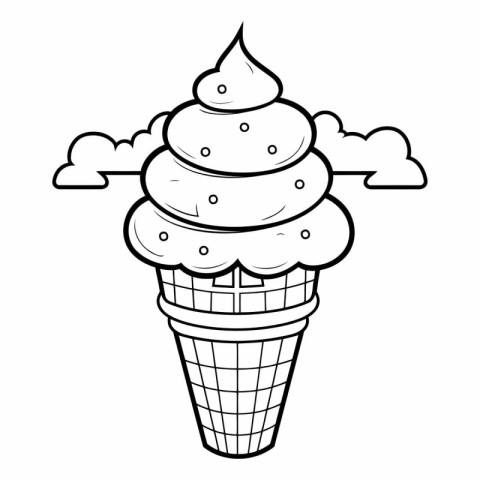 Ice cream in cone icon. Outline illustration of ice cream in con