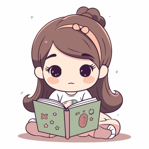 cute little girl reading a book. eps10