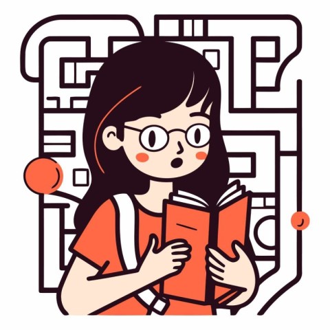 Cute girl reading a book in the city.