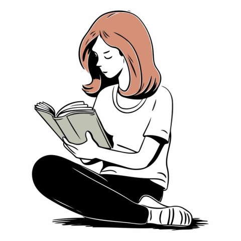 Young woman reading a book of a girl reading a book.