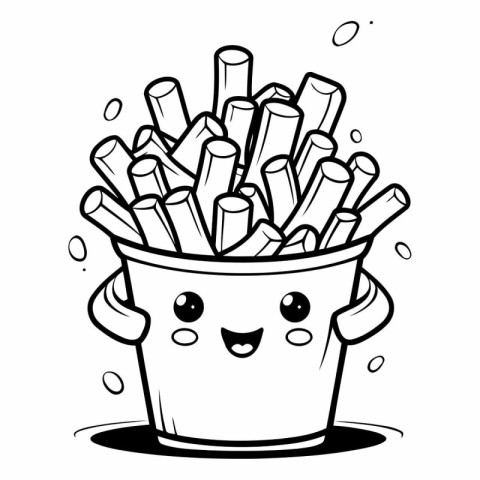 Coloring book for children: Potatoes in a bucket