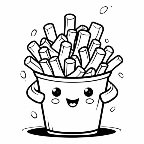 Coloring book for children: Potatoes in a bucket