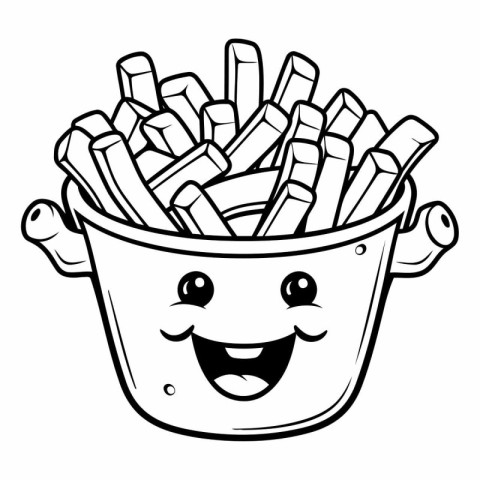 Coloring book for children: Potatoes in a bucket