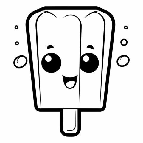 Ice cream on a stick. Cute cartoon character