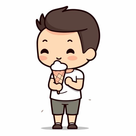 Man eating ice cream - Cute Cartoon Vector IllustrationÃ¯Â»