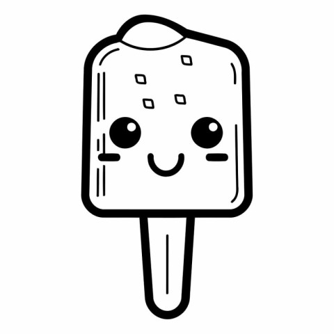 kawaii ice cream icon over white background. line style