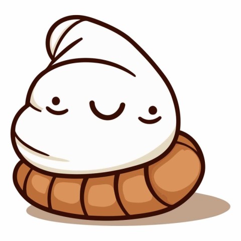 Cute cartoon bread isolated on a white background.