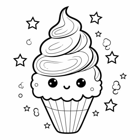 Cupcake cartoon design. Kawaii expression cute character funny a