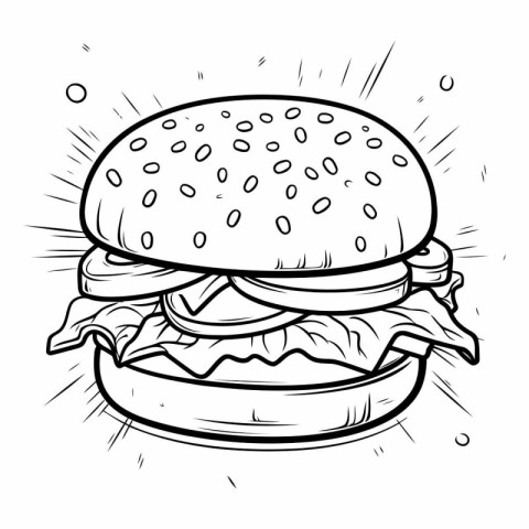 Hamburger hand drawn vector illustration in doodle style.