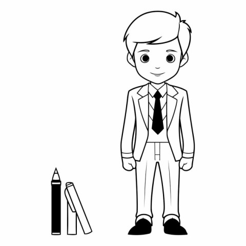 businessman with pencils and eraser avatar cartoon character vec