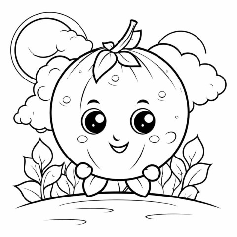 Coloring book for children: pumpkin. Coloring page for kids.