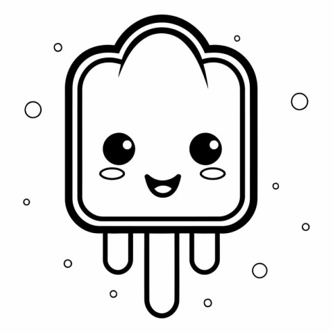 ice cream in stick kawaii cartoon vector illustration black and