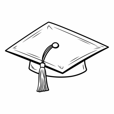 Graduation cap icon. Outline illustration of graduation cap vect