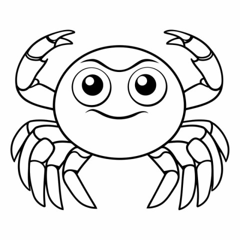 Coloring book for children: crab. Black and white vector illustr