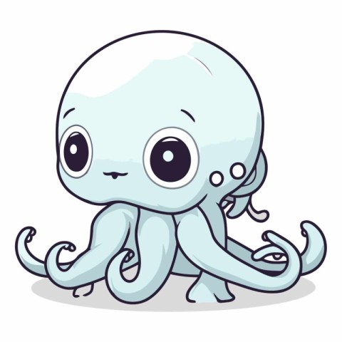 Cute cartoon octopus isolated on white background.