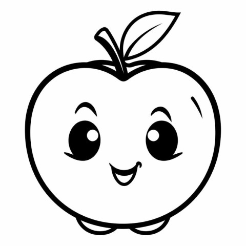 kawaii apple fruit icon over white background.