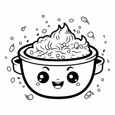 Coloring book for children: pot with porridge