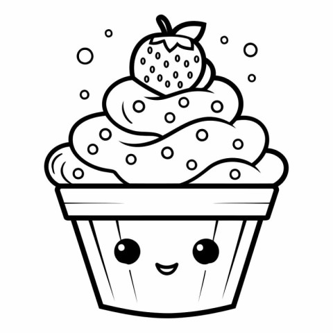 delicious sweet cupcake kawaii character vector illustration des