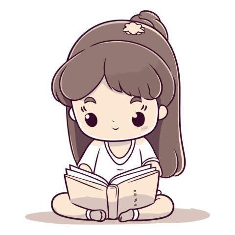 Girl reading a book on white background. Eps 10.