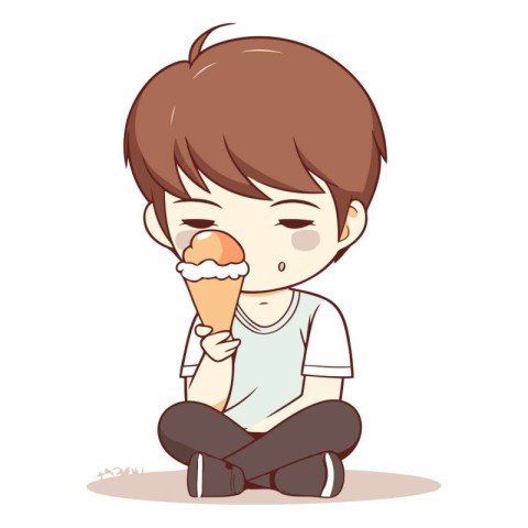 Boy eating ice cream of a boy eating ice cream.