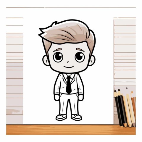 Cute Businessman Cartoon Character - Colored Illustration. Vecto