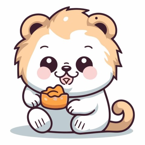 Cute cartoon chipmunk eating a donut.