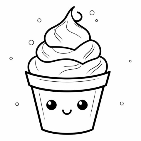 ice cream in paper cup kawaii character vector illustration desi