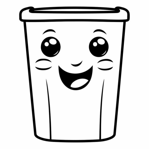 cute plastic coffee cup kawaii character vector illustration des