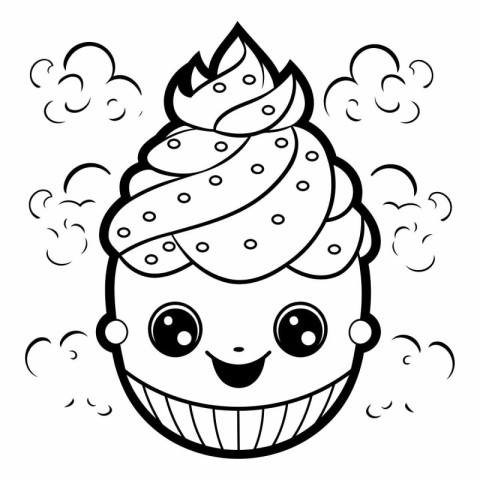 Cute kawaii cartoon ice cream character.