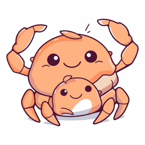 Cute cartoon crab isolated on a white background.