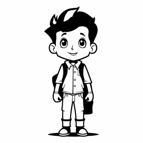 cute boy with backpack cartoon vector illustration graphic desig