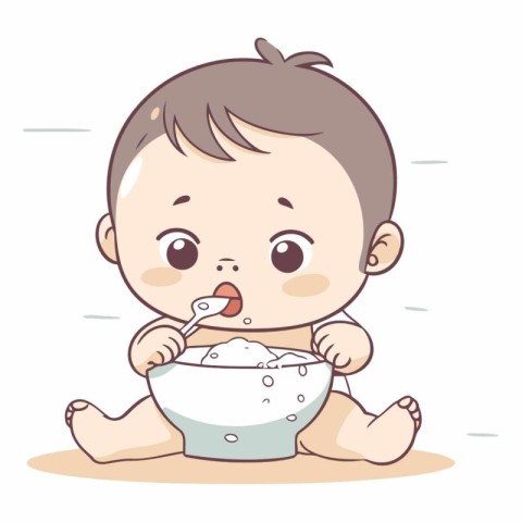 Cute baby boy in a bowl of milk.