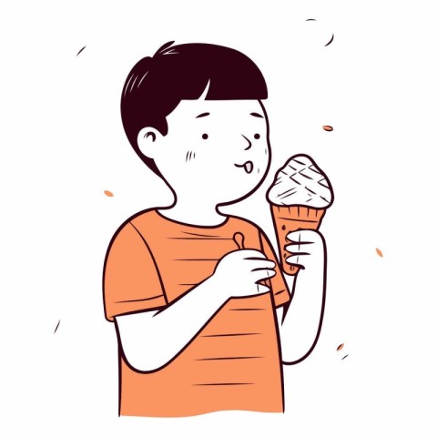 Illustration of a boy eating an ice cream.