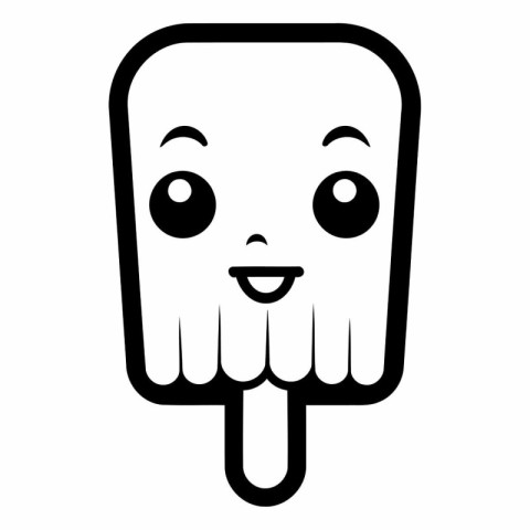 ice cream bar kawaii character vector illustration design   blac