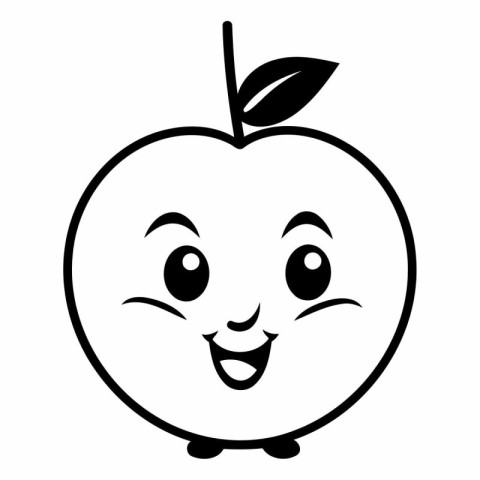 apple fruit kawaii cartoon vector illustration graphic design in