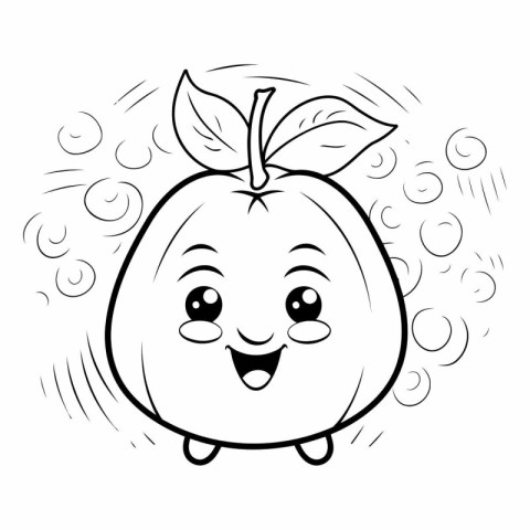 Coloring book for children: fruits and vegetables. Cartoon apple